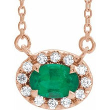 Charger l&#39;image dans la galerie, Collier 16K émeraude rose et diamant 1/6 CTW 16 &quot;
