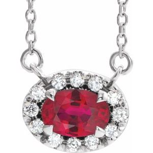 14K White Ruby & 1/6 CTW Diamond 16" Necklace
