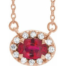 Load image into Gallery viewer, 14K Rose Ruby &amp; 1/6 CTW Diamond 18&quot; Necklace
