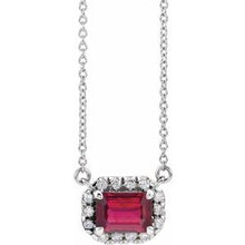 Load image into Gallery viewer, Platinum Ruby &amp; 1/5 CTW Diamond 16&quot;  Necklace
