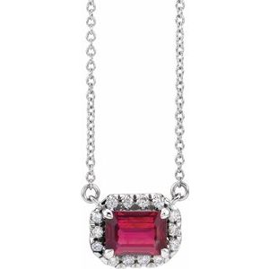 Platinum Ruby & 1/5 CTW Diamond 16"  Necklace