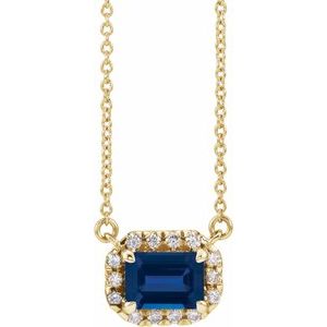 Collier 16K saphir bleu jaune et diamant 1/5 CTW 16 "