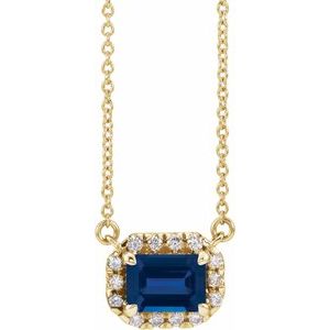 14K Yellow Blue Sapphire & 1/5 CTW Diamond 16