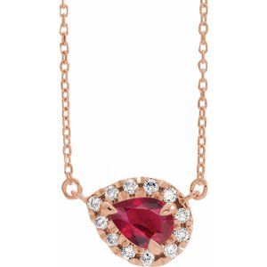 14K Rose Ruby & 1/6 CTW Diamond 18" Necklace
