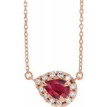 Charger l&#39;image dans la galerie, Collier 16K rubis rose et diamant 1/6 CTW 16 &quot;
