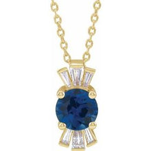 Load image into Gallery viewer, 14K Yellow Blue Sapphire &amp; 1/6 CTW Diamond Necklace
