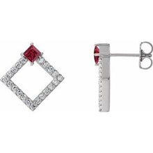 Load image into Gallery viewer, Platinum Ruby &amp; 1/3 CTW Diamond Earrings
