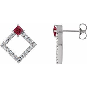 Platinum Ruby & 1/3 CTW Diamond Earrings
