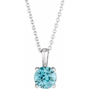 Sterling Silver Blue Zircon 16-18" Necklace