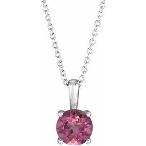 Sterling Silver Pink Tourmaline 16-18
