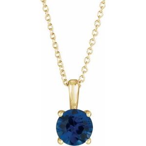 14K Yellow Blue Sapphire 16-18" Necklace