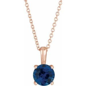 14K Rose Blue Sapphire 16-18" Necklace