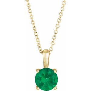 14K Yellow Emerald 16-18