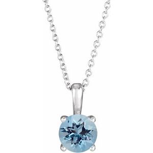Sterling Silver Aquamarine 16-18" Necklace