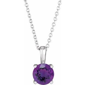 Sterling Silver Amethyst 16-18" Necklace