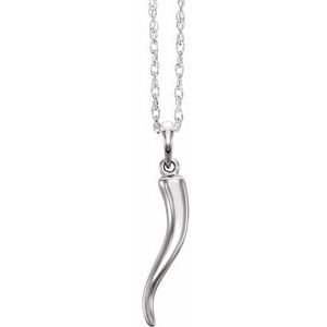 Sterling Silver 25.75 x 5.3 mm Italian Horn 16-18
