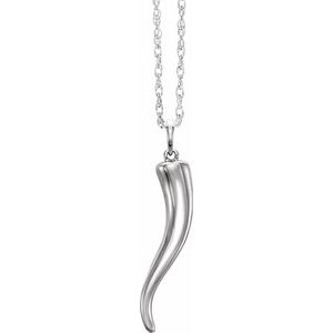 Sterling Silver 31.5 x 5.9 mm Italian Horn 16-18