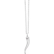 Load image into Gallery viewer, Sterling Silver 21.75 x 4.2 mm Italian Horn 16-18&quot; Necklace
