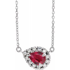 Sterling Silver Ruby & 1/6 CTW Diamond 16" Necklace