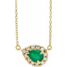 Load image into Gallery viewer, 14K Yellow Emerald &amp; 1/6 CTW Diamond 18&quot; Necklace
