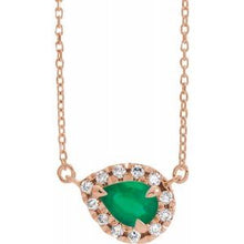 Load image into Gallery viewer, 14K Rose Emerald &amp; 1/6 CTW Diamond 16&quot; Necklace
