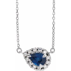 Sterling Silver Blue Sapphire & 1/5 CTW Diamond 16