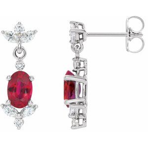 14K White Ruby & 3/8 CTW Diamond Earrings