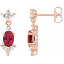 Load image into Gallery viewer, 14K Rose Ruby &amp; 3/8 CTW Diamond Earrings
