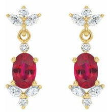 Load image into Gallery viewer, 14K Yellow Ruby &amp; 3/8 CTW Diamond Earrings
