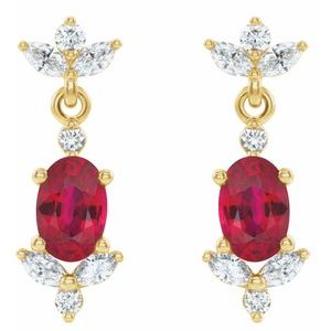 14K Yellow Ruby & 3/8 CTW Diamond Earrings