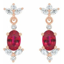 Load image into Gallery viewer, 14K Rose Ruby &amp; 3/8 CTW Diamond Earrings
