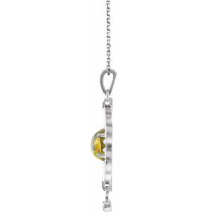 Sterling Silver Peridot & .015 CTW Diamond 18"  Necklace