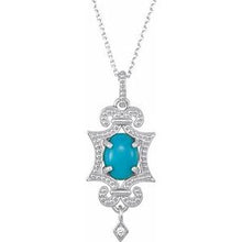 Charger l&#39;image dans la galerie, Sterling Silver Turquoise &amp; .015 CTW Diamond 18&quot; Necklace

