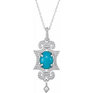 Sterling Silver Turquoise & .015 CTW Diamond 18" Necklace