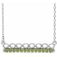 Charger l&#39;image dans la galerie, Sterling Silver Peridot Infinity-Inspired Bar 18&quot; Necklace

