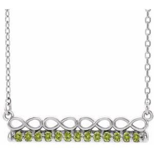 Sterling Silver Peridot Infinity-Inspired Bar 18" Necklace