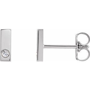 Sterling Silver .03 CTW Diamond Bar Earring