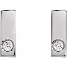 Load image into Gallery viewer, Sterling Silver .03 CTW Diamond Bar Earring
