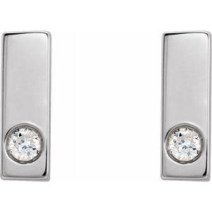 Sterling Silver .03 CTW Diamond Bar Earring