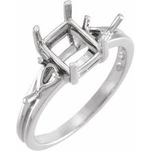 Charger l'image dans la galerie, Sterling Silver 9x7 mm Emerald Grooved Side-Stone Ring Mounting
