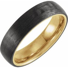 Charger l&#39;image dans la galerie, 18K Yellow Gold PVD Titanium &amp; Carbon Fiber 6 mm Half Round Band Size 7
