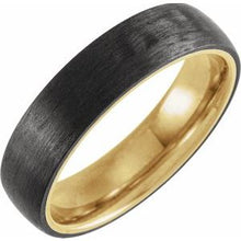Load image into Gallery viewer, 18K Yellow Gold PVD Titanium &amp; Carbon Fiber 6 mm Half Round Band Size 9
