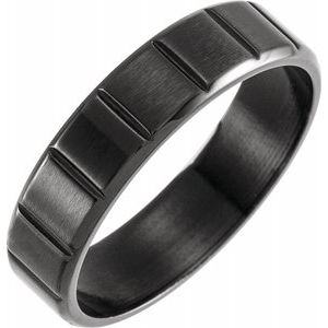 Black PVD Titanium 6 mm Grooved Band Size 9.5