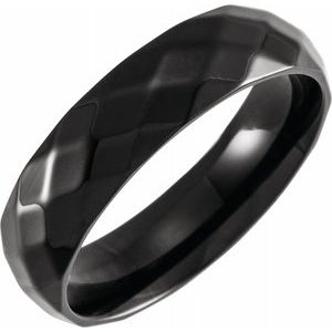 Black PVD Titanium 6 mm Faceted Band Size 9.5