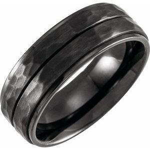 Black Titanium 8 mm Grooved Flat Edge Band Size 9.5