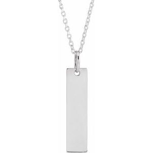 Sterling Silver 20x5 mm Engravable Bar 16-18" Necklace