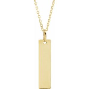 18K Yellow Gold-Plated Sterling Silver 20x5 mm Bar 20" Necklace
