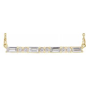 Collier de barre de diamant jaune 14K 1/2 CTW 16-18 "