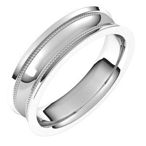 Sterling Silver 5 mm Milgrain Concave with Edge Band Size 6