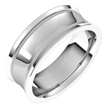Load image into Gallery viewer, Sterling Silver 7 mm Milgrain Concave with Edge Band Size 9.5
